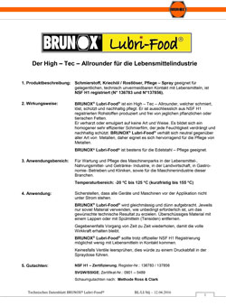 Brunox H1 Öl Lubri-Food Datenblatt